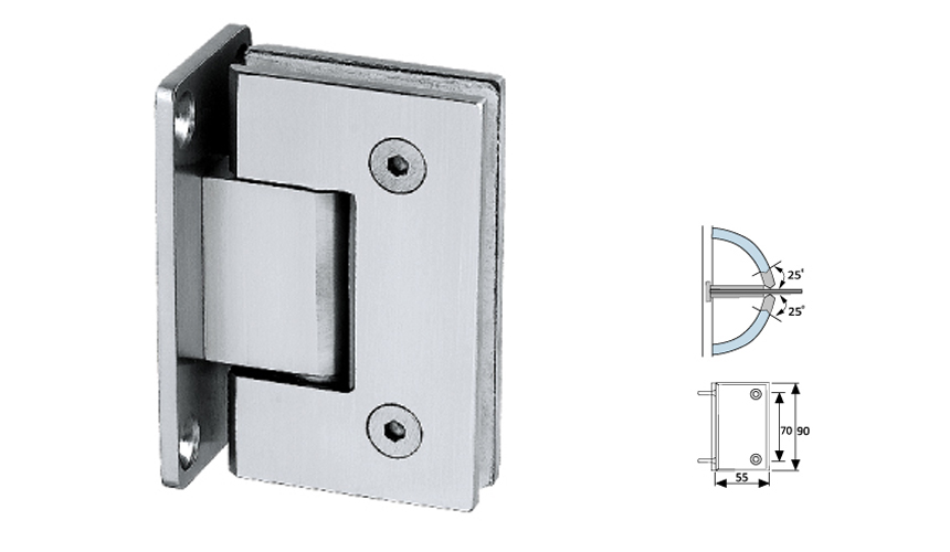 Glass Shower Hinge,Straight Edge 0°,Wall To Glass,Two ways